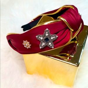 Burgundy/Gold Detailed Headband